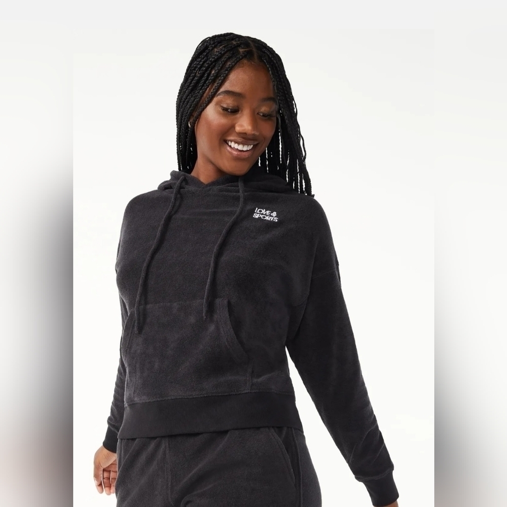 New Love & Sports Black Terry Women's Hoodie, Small